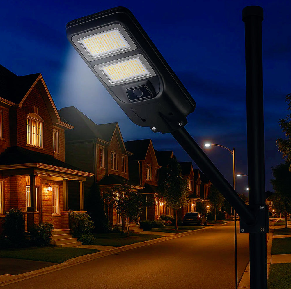 Lampione faro solare LED 100W – Sensore prossimità IP65 con palo - ambraled