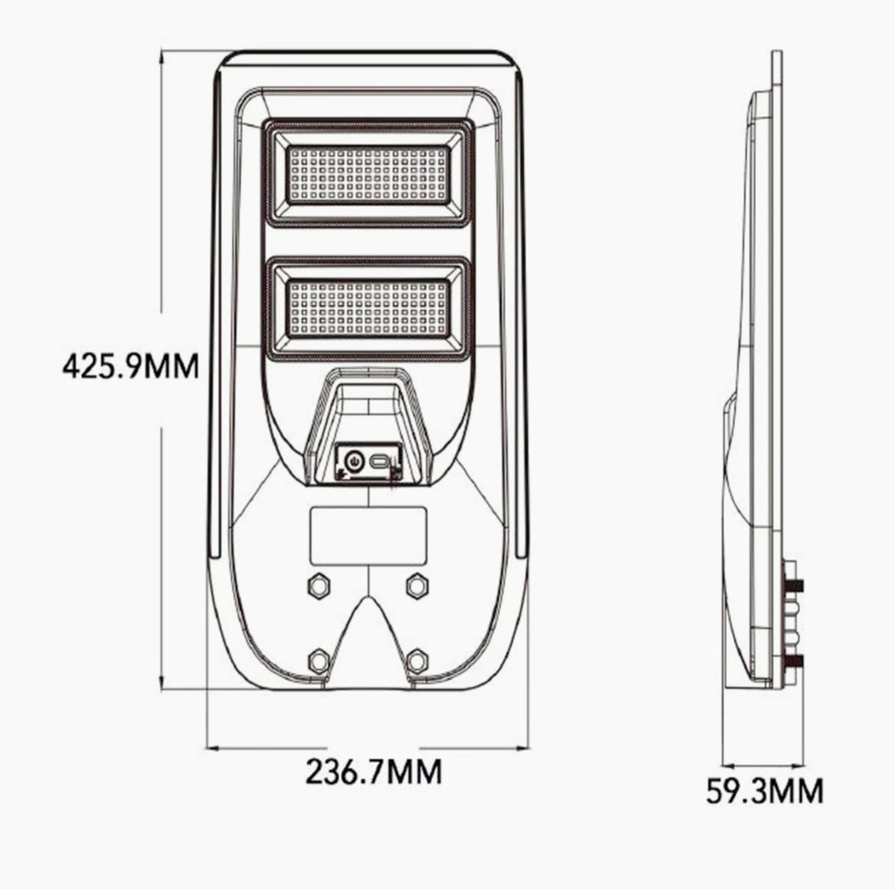 Lampione faro solare LED 100W – Sensore prossimità IP65 con palo - ambraled