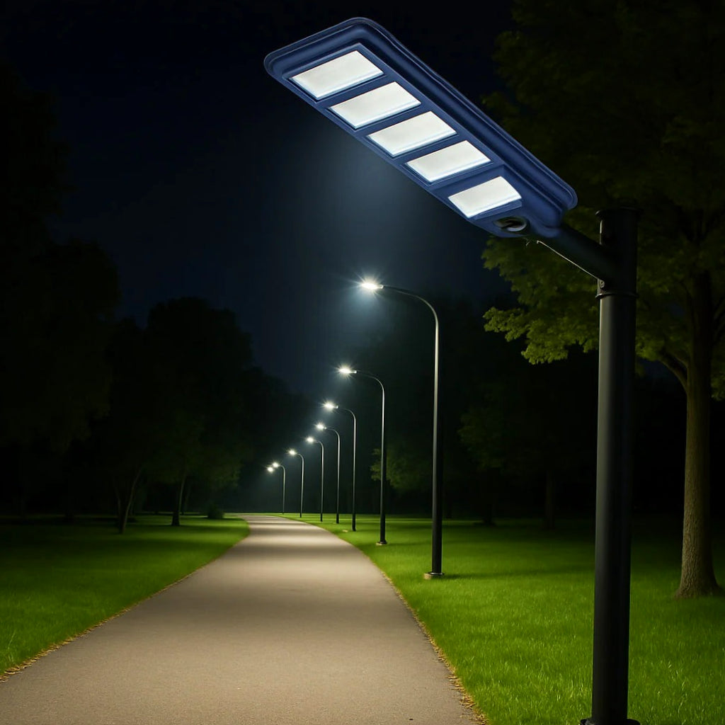 Lampione faro solare LED 300W – Sensore prossimità IP65 con palo - ambraled