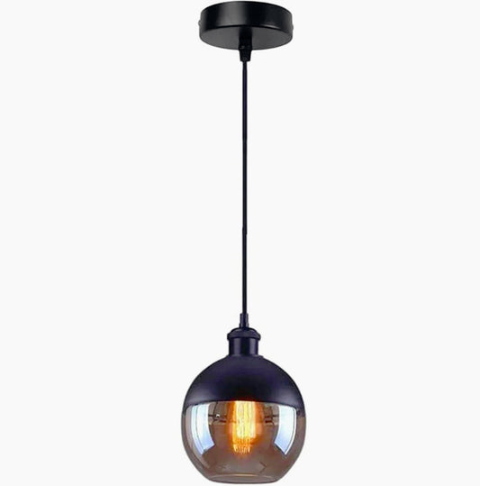 Lampadario a sospensione in vetro e alluminio – Attacco E27, effetto ambrato - ambraled