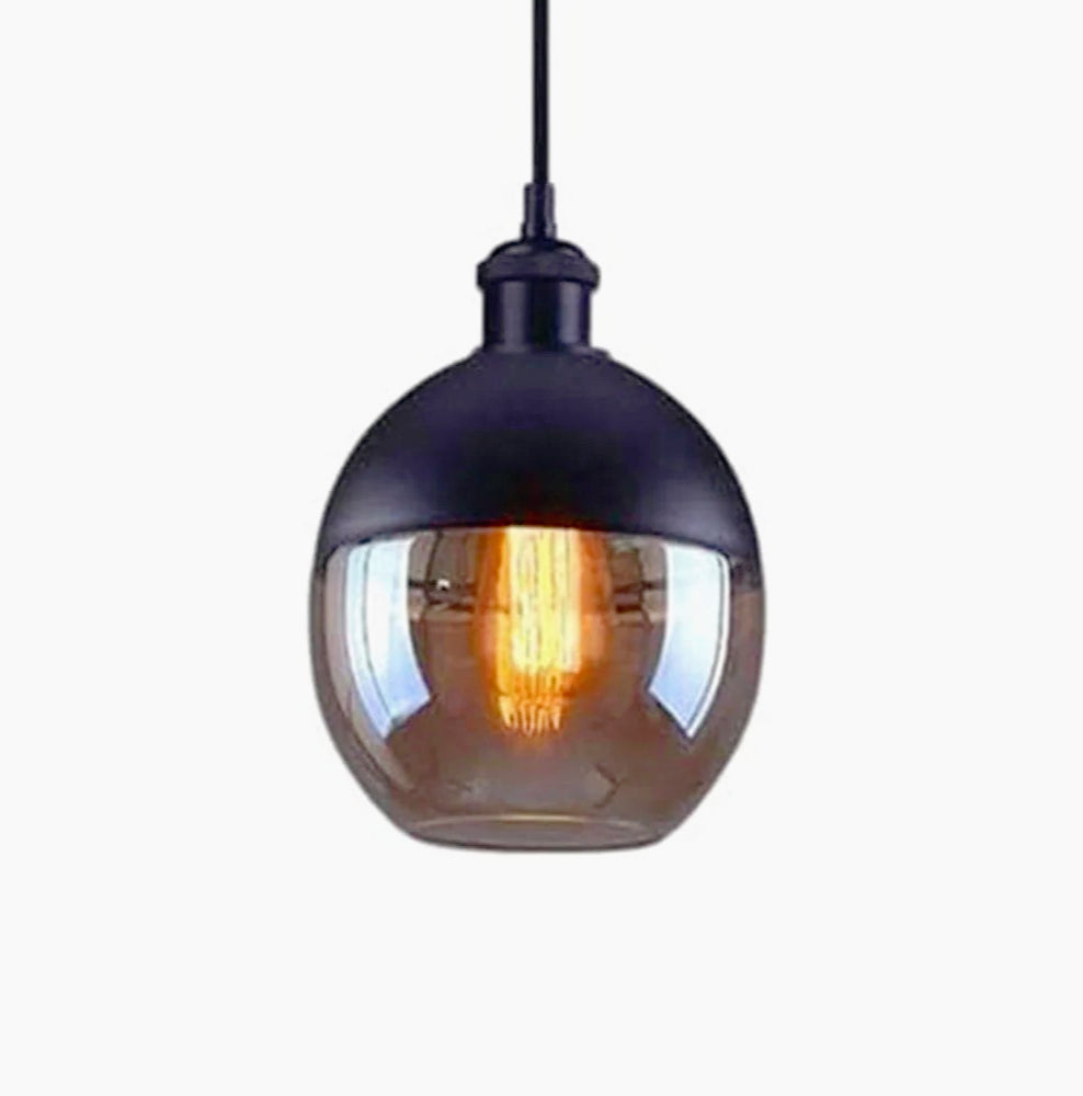 Lampadario a sospensione in vetro e alluminio – Attacco E27, effetto ambrato - ambraled