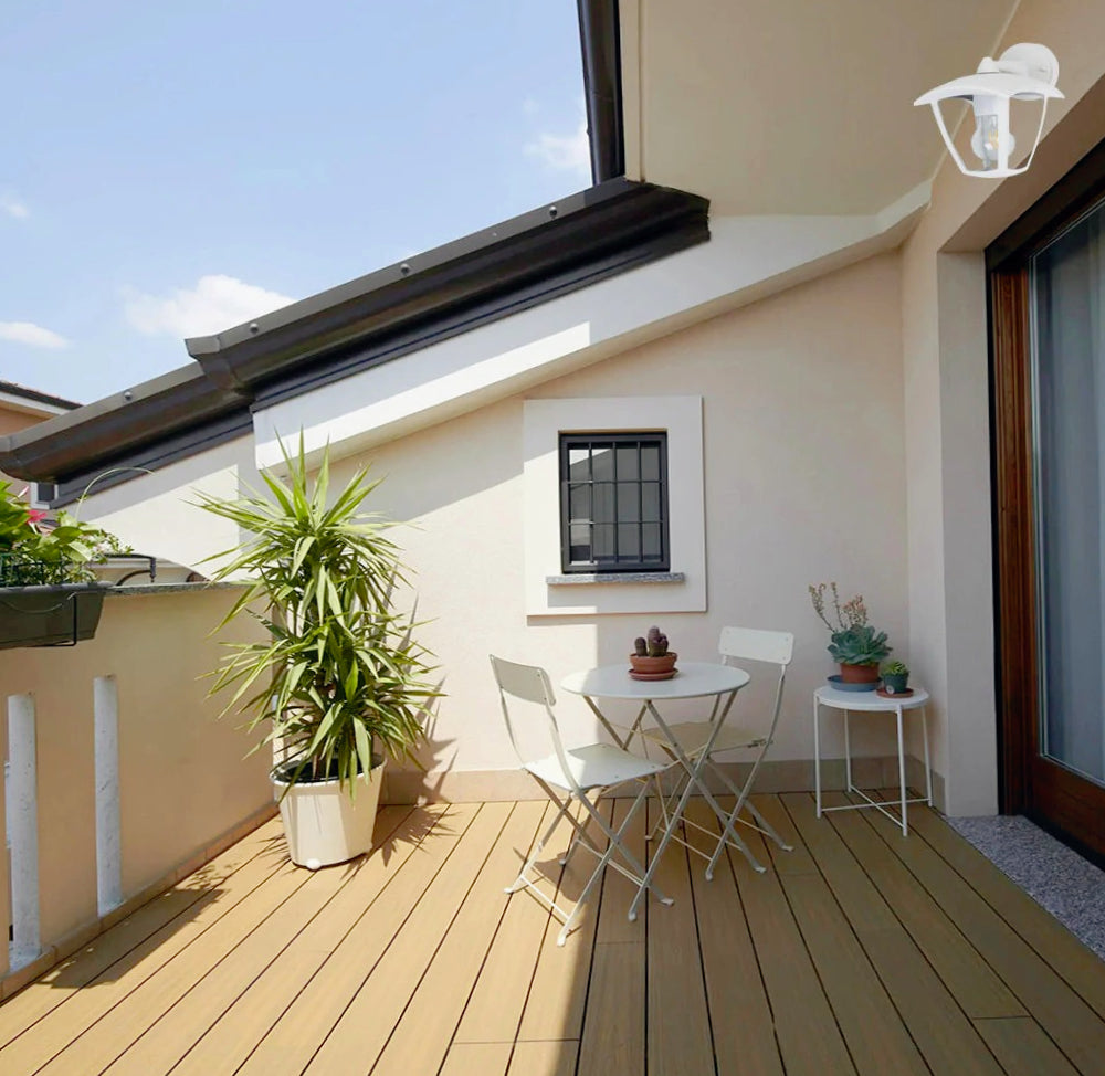 Applique lanterna murale per giardino grigio e bianco E27 – Protezione IP44 - ambraled