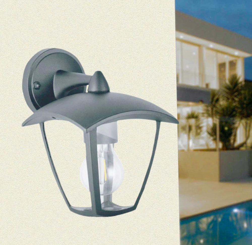 Applique lanterna murale per giardino grigio e bianco E27 – Protezione IP44 - ambraled