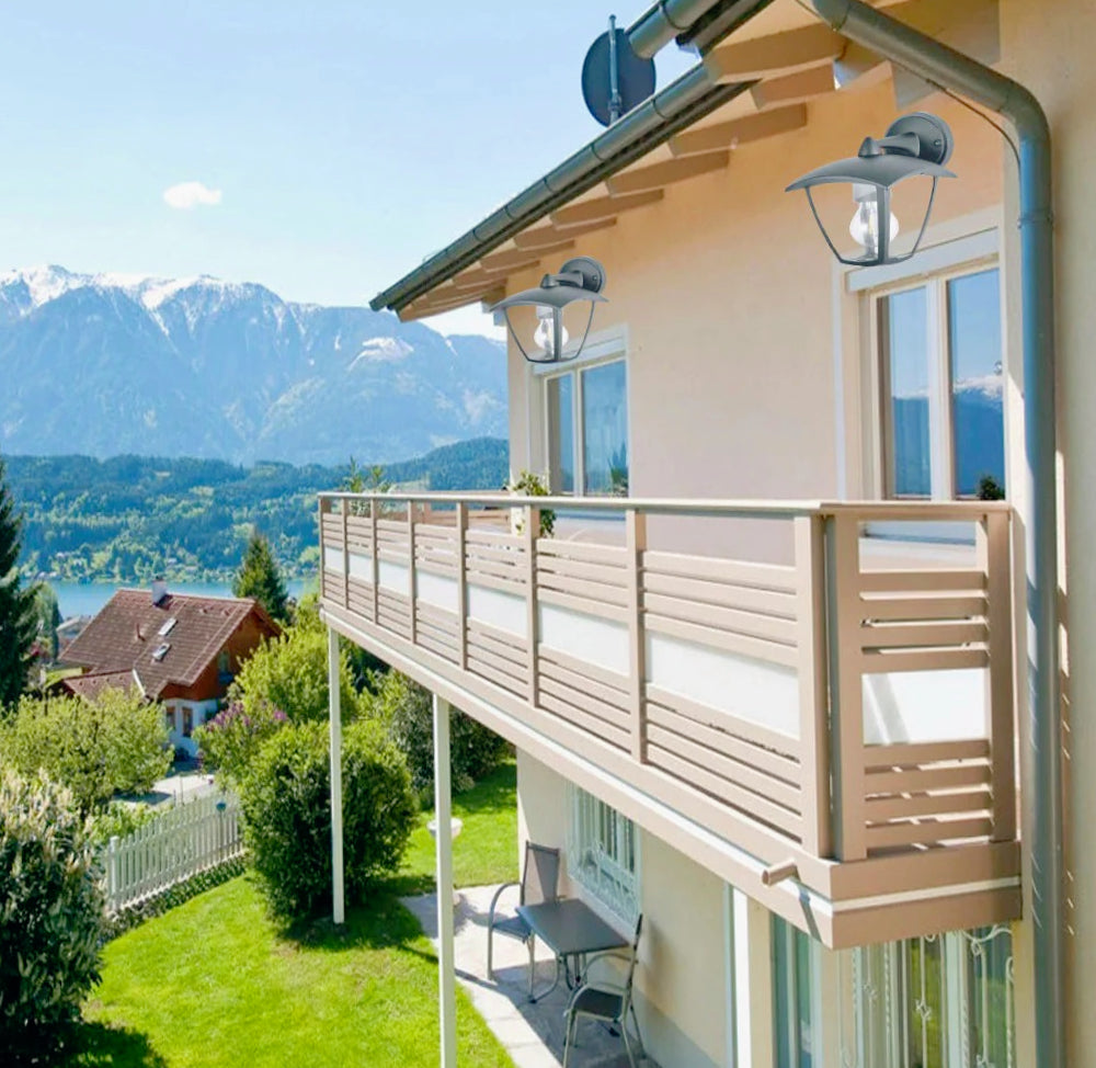Applique lanterna murale per giardino grigio e bianco E27 – Protezione IP44 - ambraled