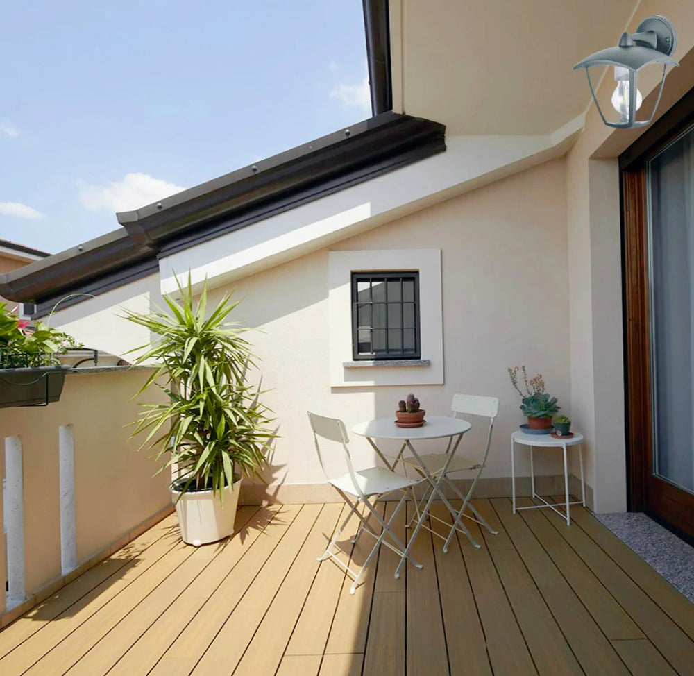 Applique lanterna murale per giardino grigio e bianco E27 – Protezione IP44 - ambraled