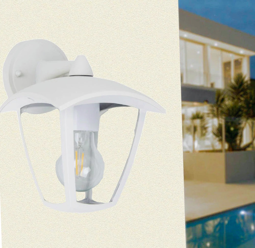 Applique lanterna murale per giardino grigio e bianco E27 – Protezione IP44 - ambraled