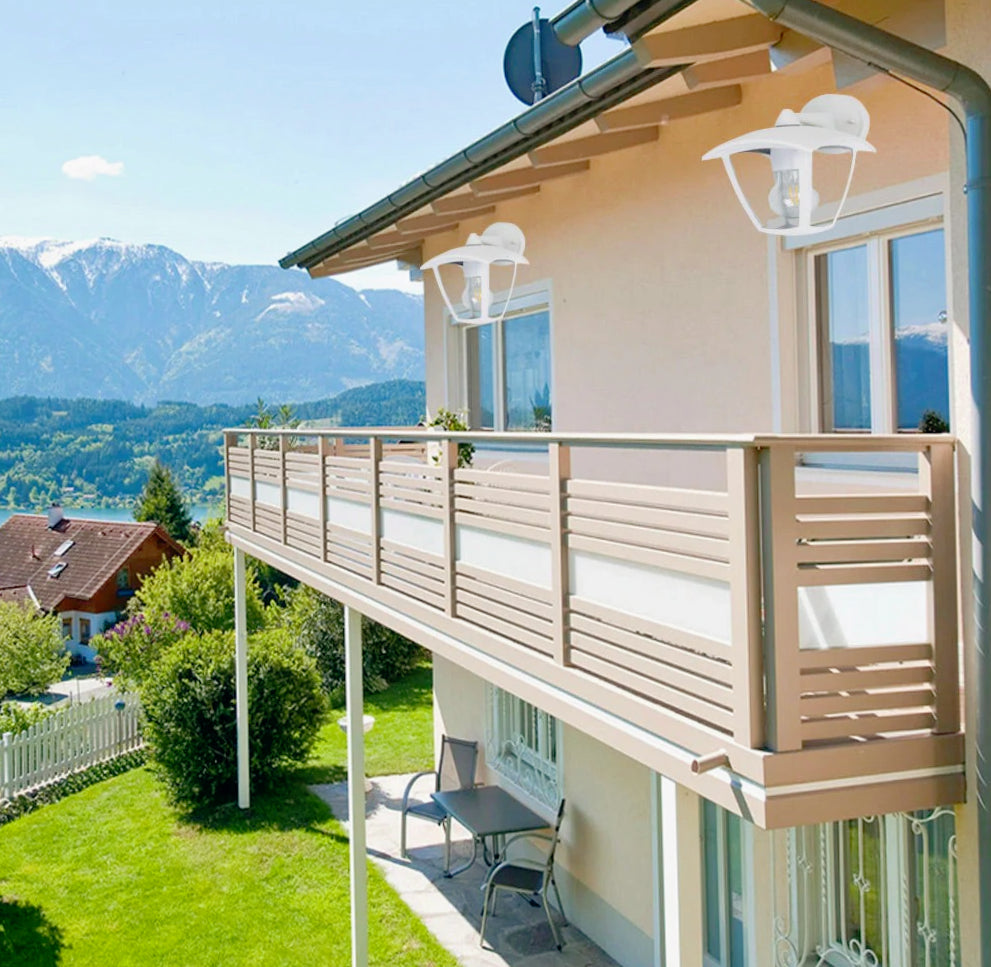 Applique lanterna murale per giardino grigio e bianco E27 – Protezione IP44 - ambraled