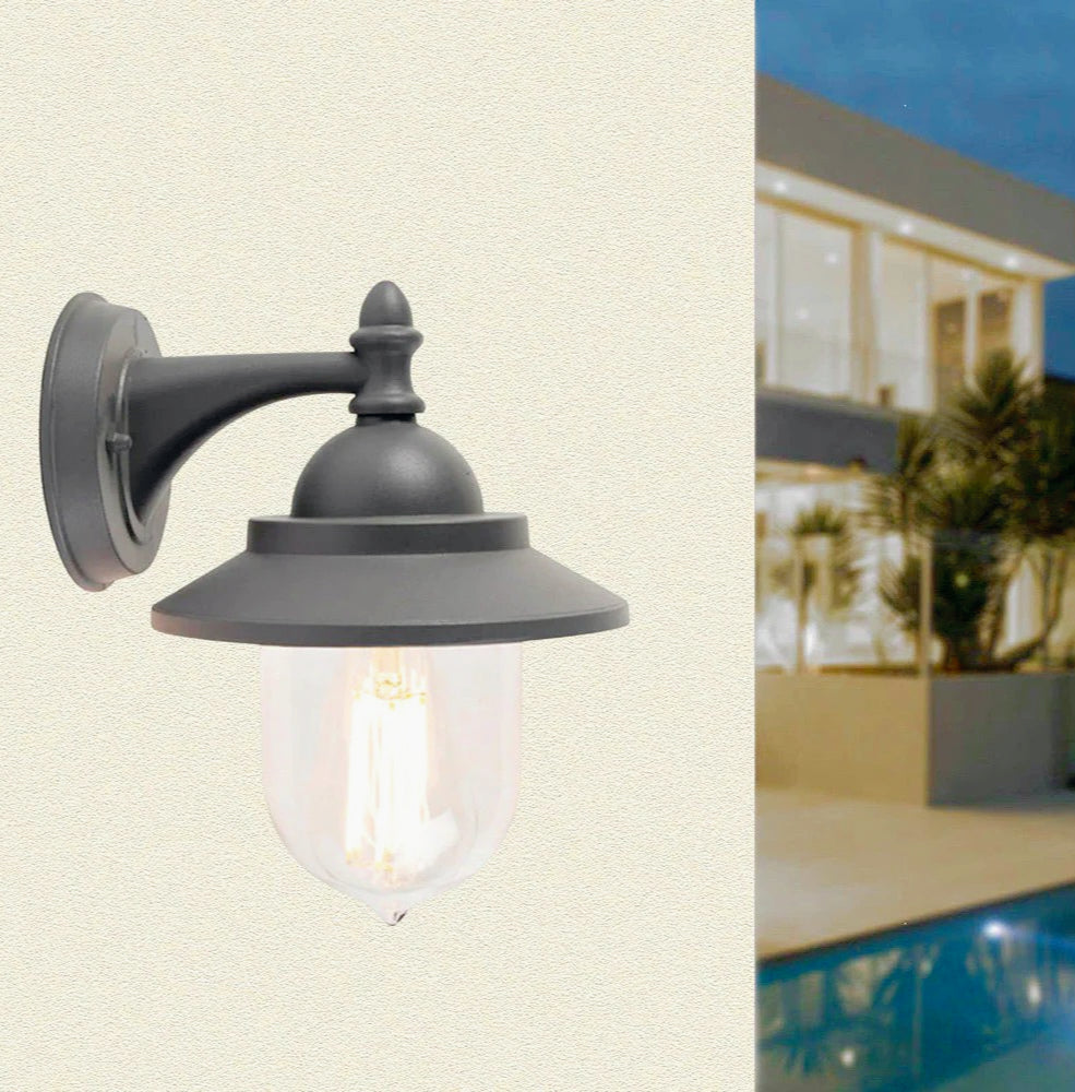 Lanterna parete retrò grigio-bianco – E27 IP44 - ambraled