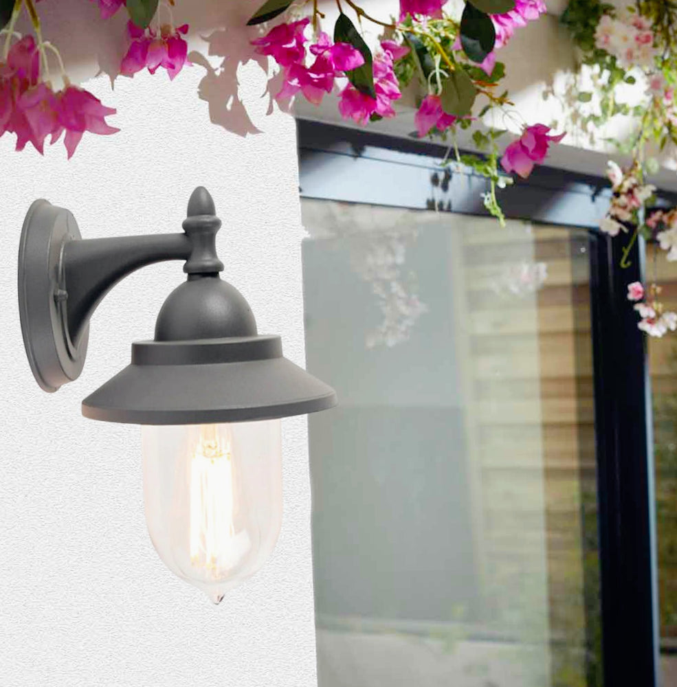 Lanterna parete retrò grigio-bianco – E27 IP44 - ambraled