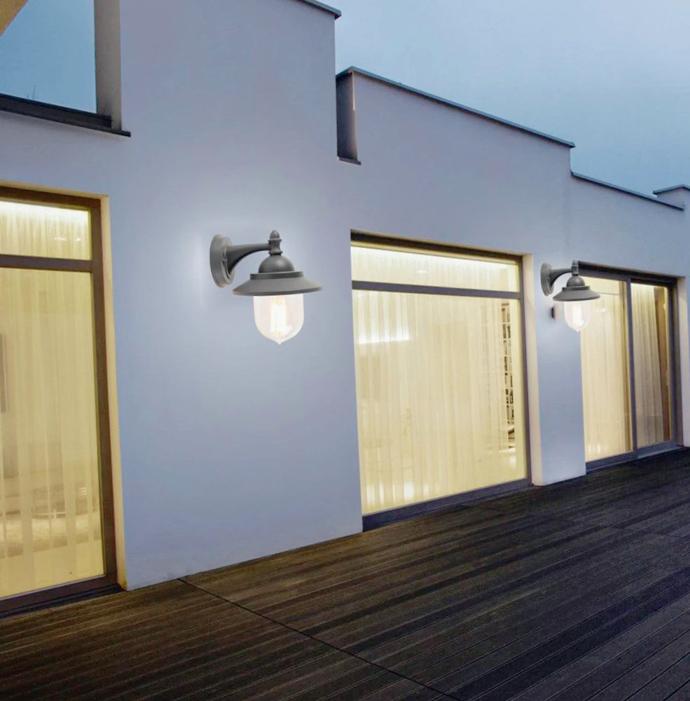 Lanterna parete retrò grigio-bianco – E27 IP44 - ambraled