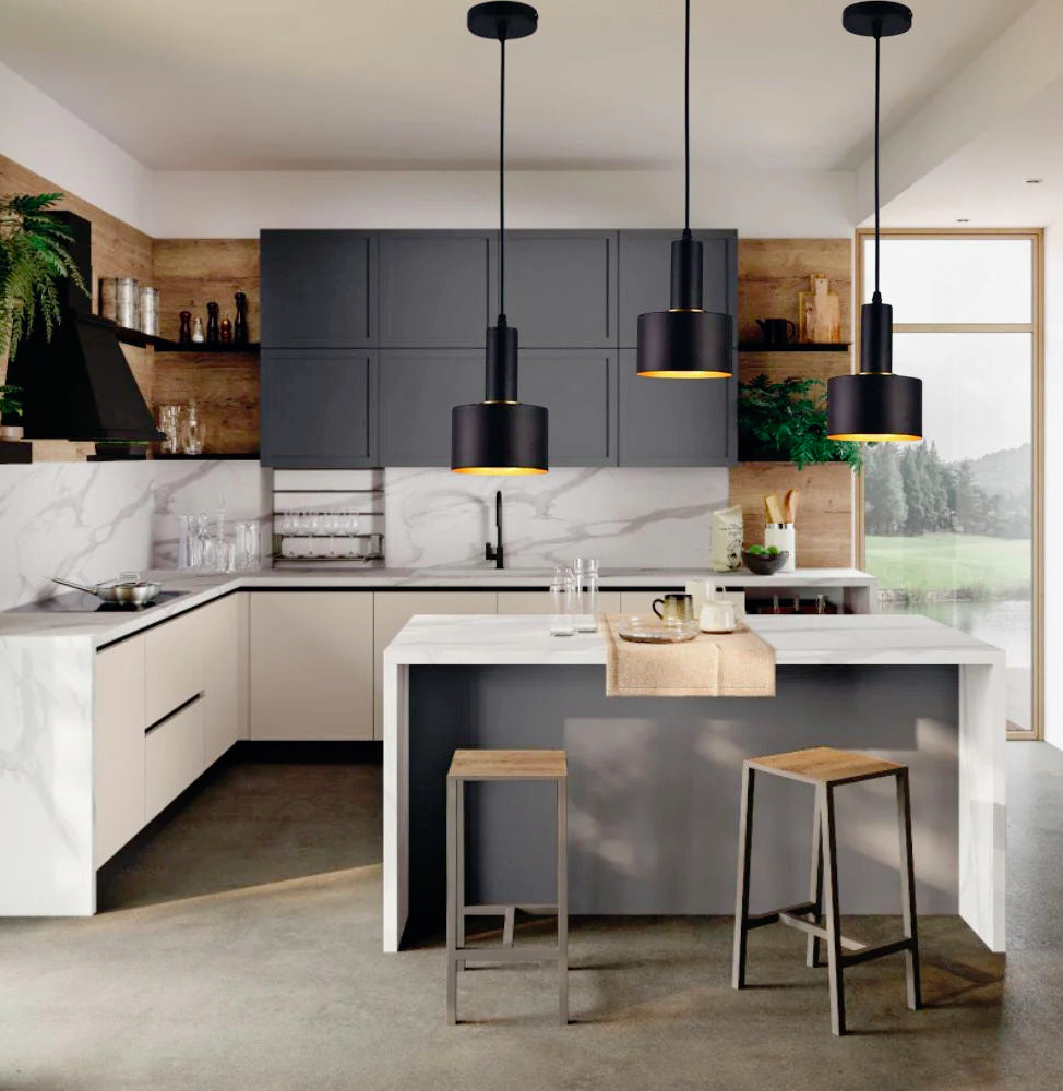 Lampadario a sospensione minimal E27 – Design essenziale da soffitto, lampada pendente - ambraled