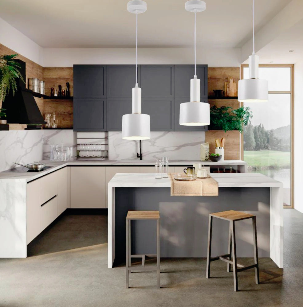 Lampadario a sospensione minimal E27 – Design essenziale da soffitto, lampada pendente - ambraled