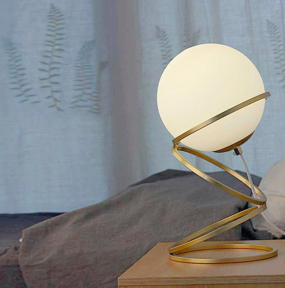Lampada da tavolo "Lume" in metallo bronzo – Con sfera opaca e lampadina G9 - ambraled