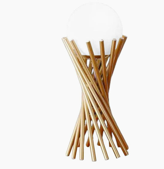 Lampada da tavolo tubolare in metallo bronzo – Con sfera opaca e lampadina G9 - ambraled