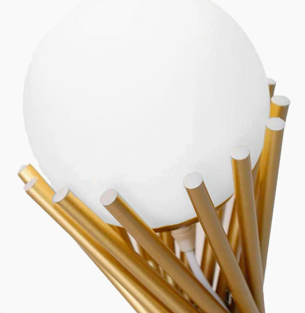Lampada da tavolo tubolare in metallo bronzo – Con sfera opaca e lampadina G9 - ambraled