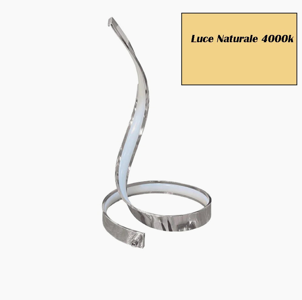Lume da comodino LED – a spirale curva 12W argento - ambraled