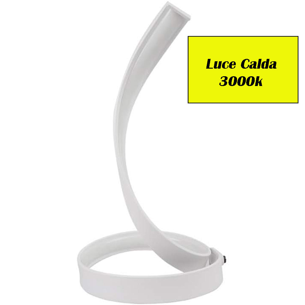 Lume da comodino LED – a spirale curva 12W bianca - ambraled