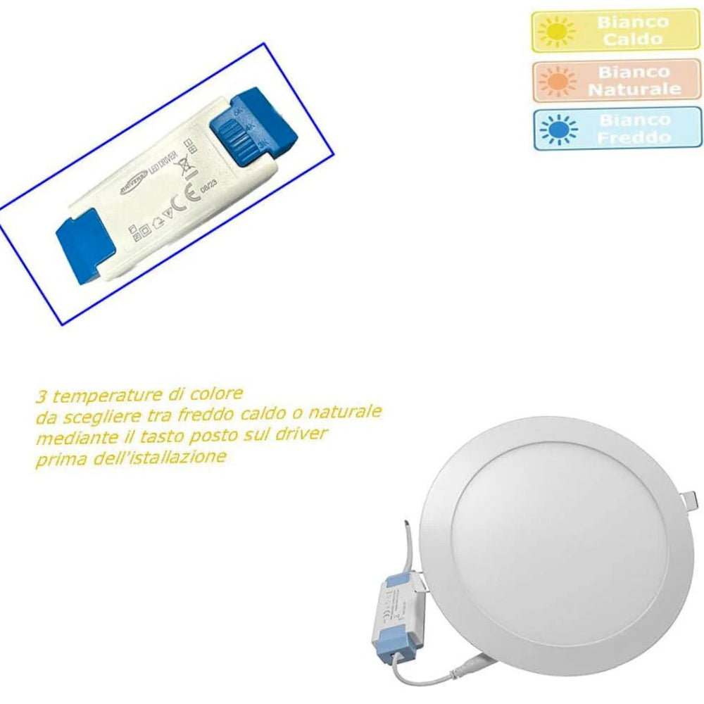 Pannello LED rotondo slim – 3/6/12/18/20/24W CCT - ambraled