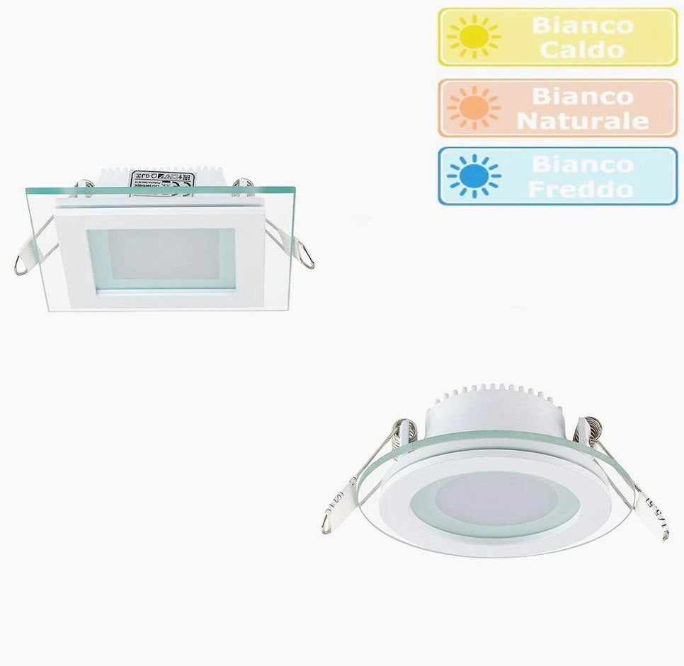 Pannello LED slim 9W – incasso vetro CCT tecnologia - ambraled
