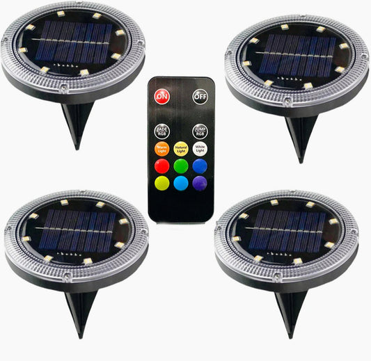 Kit 4 faretti solari 8LED RGB+WW – 1,5W con picchetto decorativo - ambraled