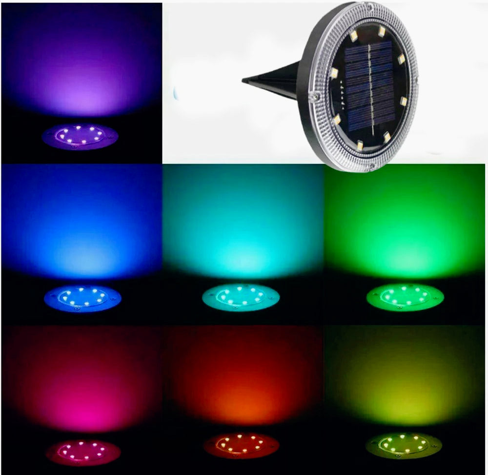 Kit 4 faretti solari 8LED RGB+WW – 1,5W con picchetto decorativo - ambraled