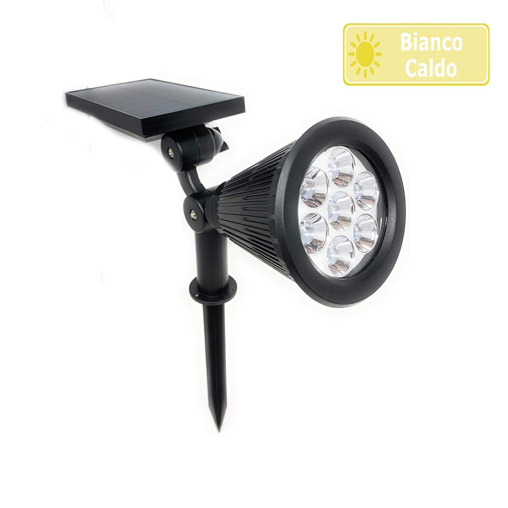 Faretto solare 3W – 7LED picchetto luce 3000K/6500K IP65 - ambraled