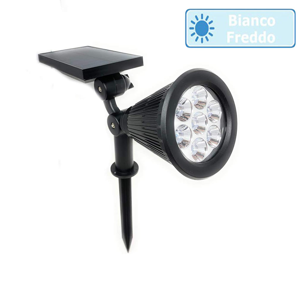 Faretto solare 3W – 7LED picchetto luce 3000K/6500K IP65 - ambraled