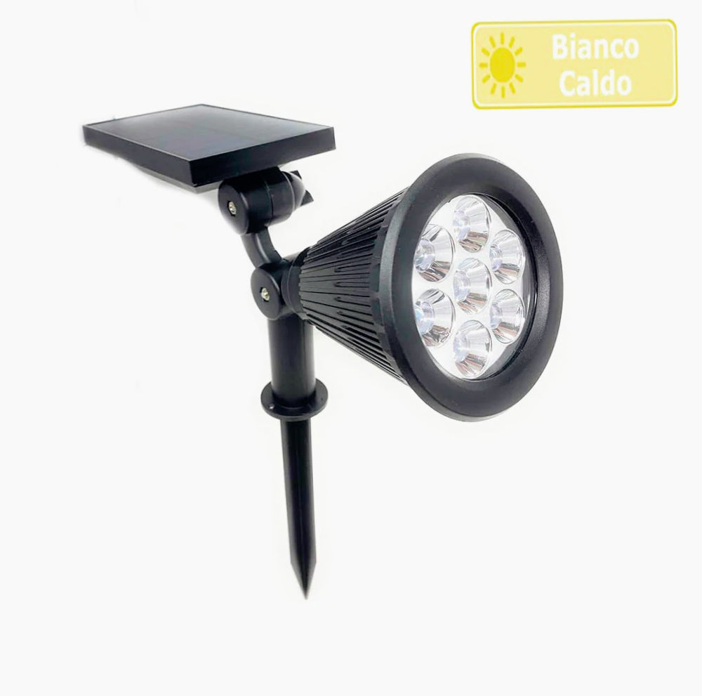 Faretto solare 3W – 7LED picchetto luce 3000K/6500K IP65 - ambraled