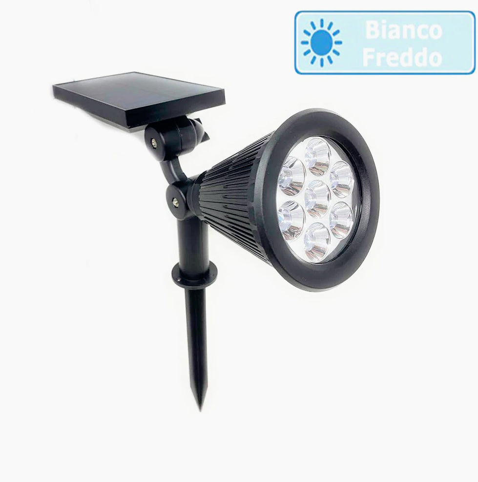 Faretto solare 3W – 7LED picchetto luce 3000K/6500K IP65 - ambraled