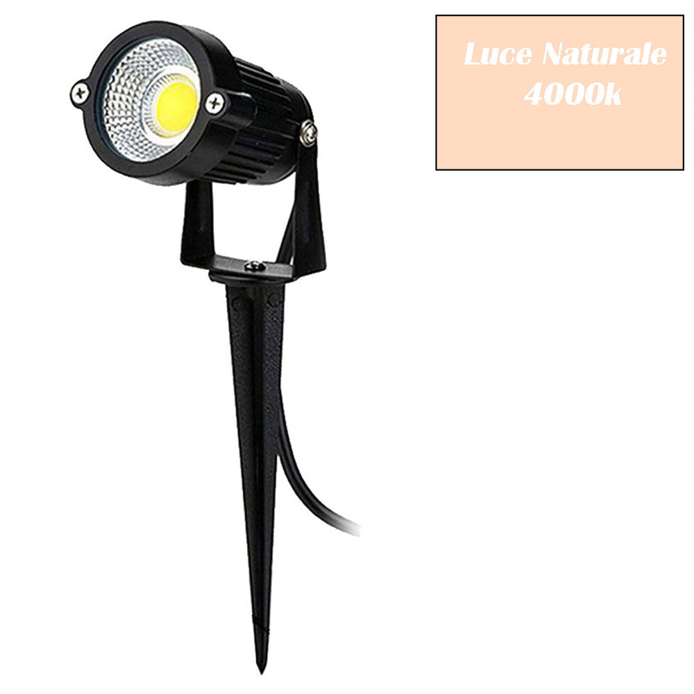 Faretto LED 5W – picchetto/staffa luce 3000K/4000K/6500K + verde - ambraled