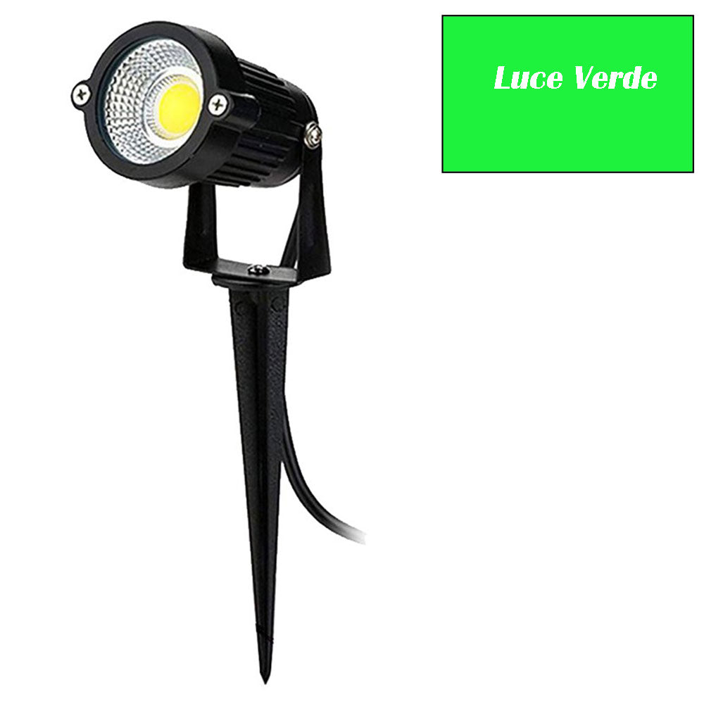 Faretto LED 5W – picchetto/staffa luce 3000K/4000K/6500K + verde - ambraled