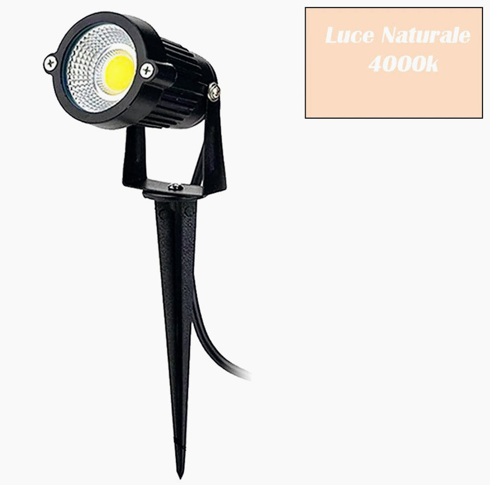 Faretto LED 5W – picchetto/staffa luce 3000K/4000K/6500K + verde - ambraled