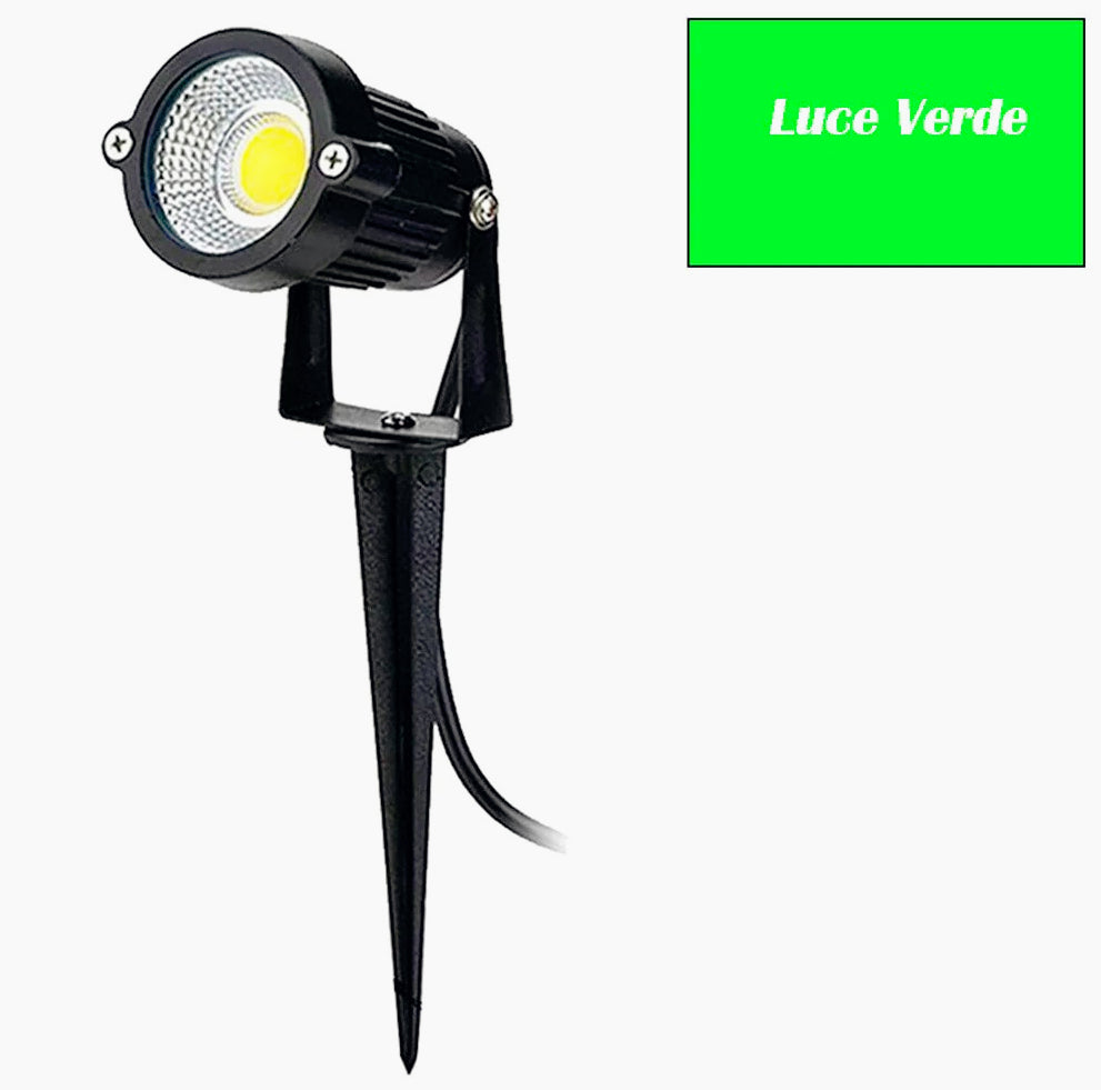 Faretto LED 5W – picchetto/staffa luce 3000K/4000K/6500K + verde - ambraled