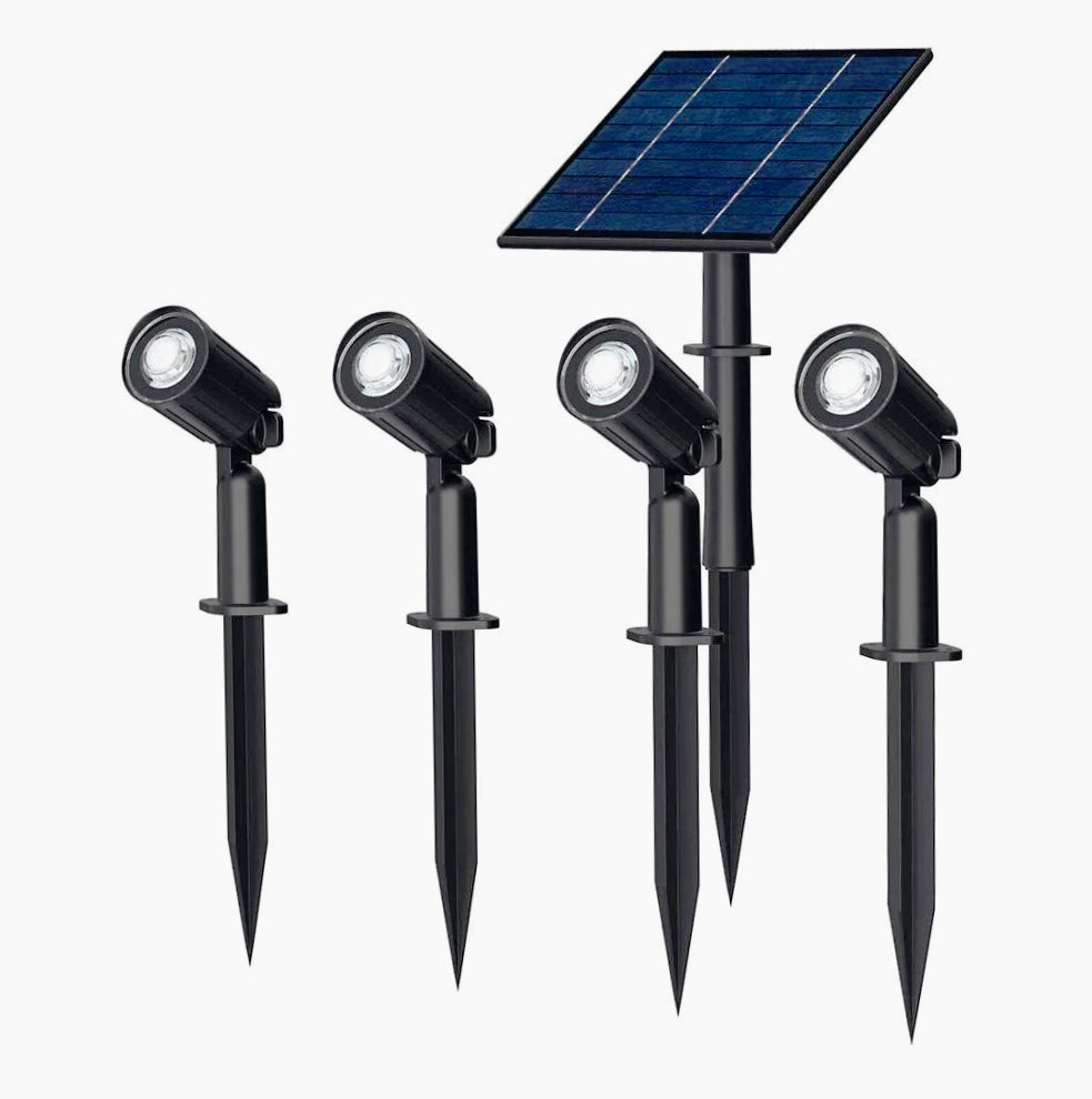 Set 4 faretti LED a picchetto 40W solare, luce 3000K/6500K, IP65 - ambraled
