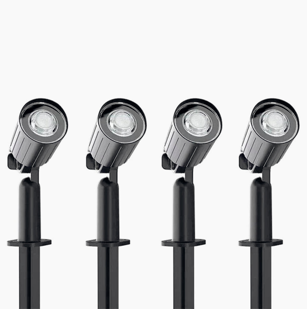 Set 4 faretti LED a picchetto 40W solare, luce 3000K/6500K, IP65 - ambraled