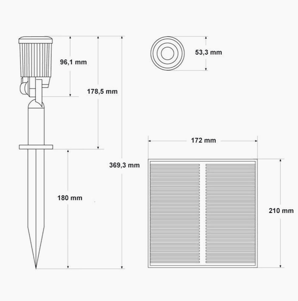 Set 4 faretti LED a picchetto 40W solare, luce 3000K/6500K, IP65 - ambraled