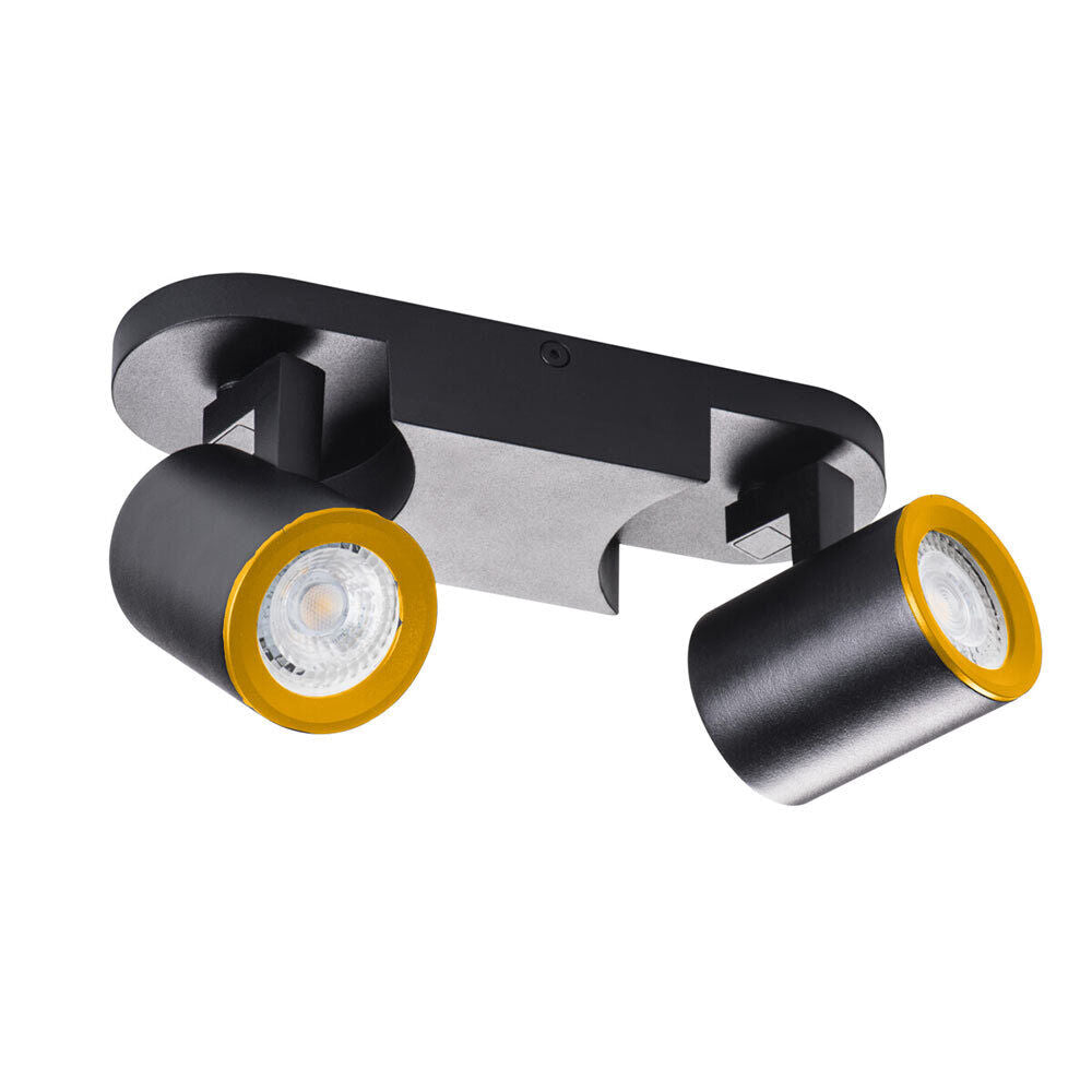 Plafoniera 2 diffusori orientabile da soffitto parete GU10 bianco nero - ambraled