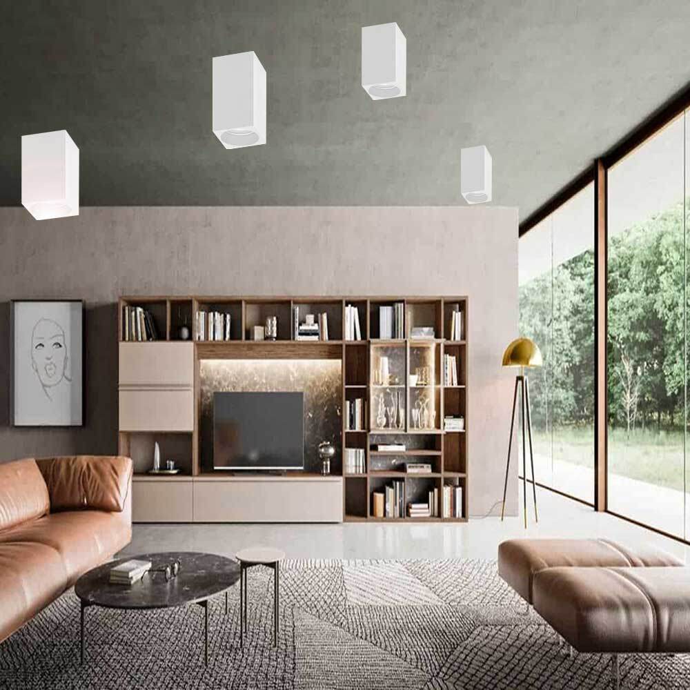 Applique soffitto in gesso verniciabile – Forma cilindrica o cubica, supporto GU10, misure 14x7 cm - ambraled