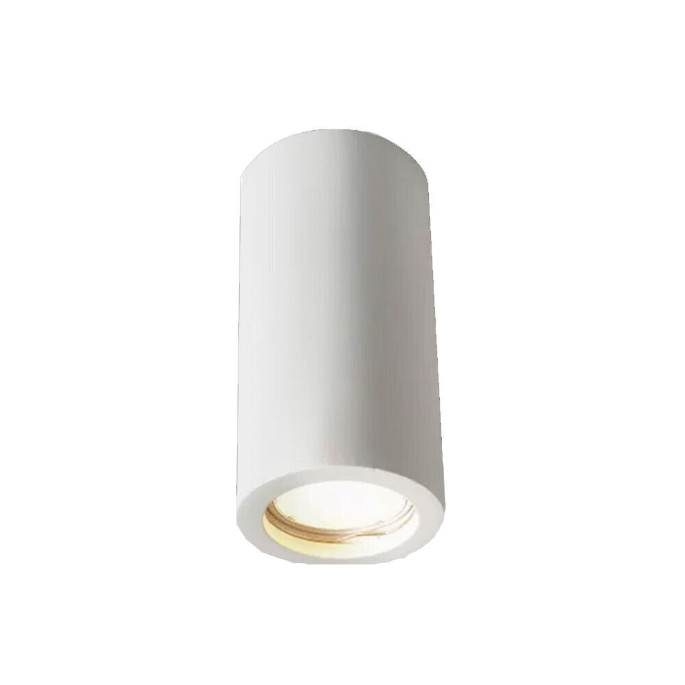 Applique soffitto in gesso verniciabile – Forma cilindrica o cubica, supporto GU10, misure 14x7 cm - ambraled