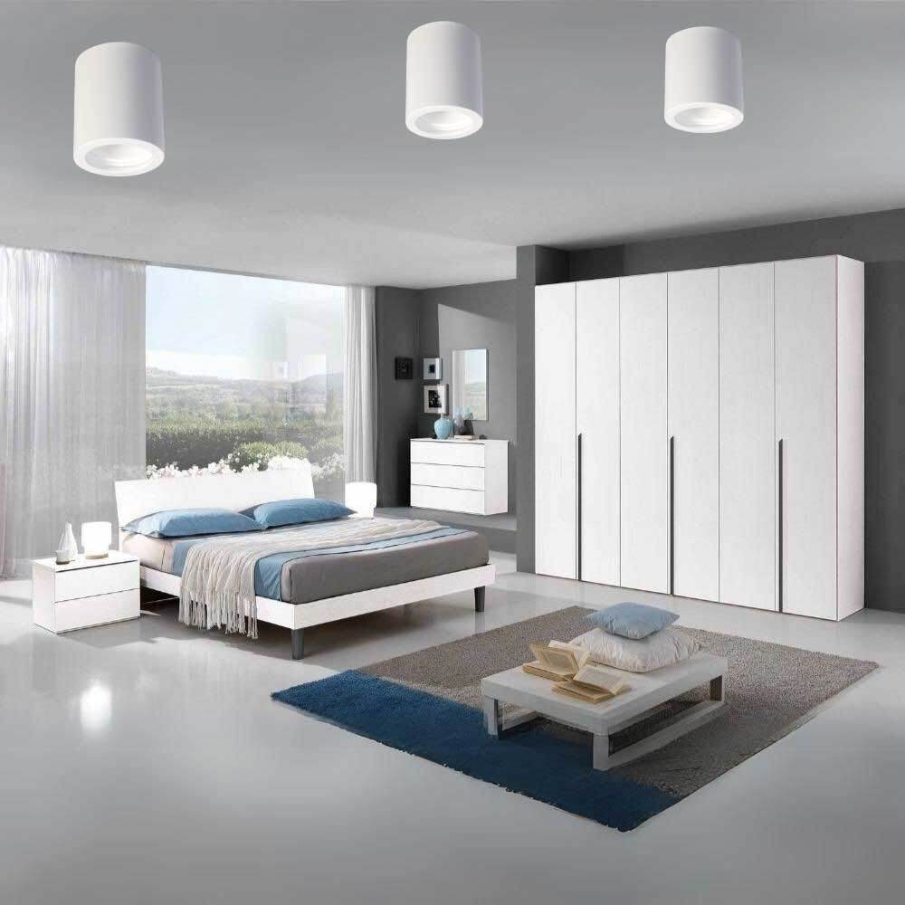 Applique soffitto in gesso verniciabile – Forma cilindrica o cubica, supporto GU10, misure 14x7 cm - ambraled