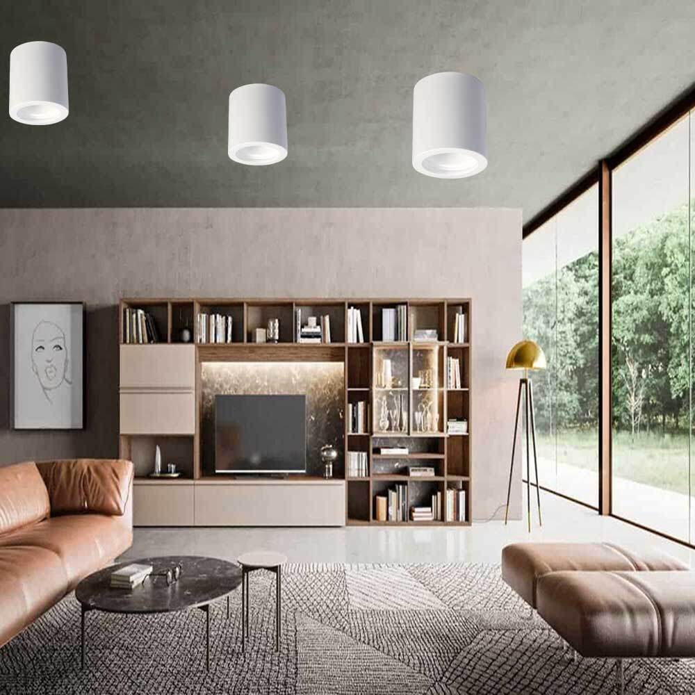 Applique soffitto in gesso verniciabile – Forma cilindrica o cubica, supporto GU10, misure 14x7 cm - ambraled