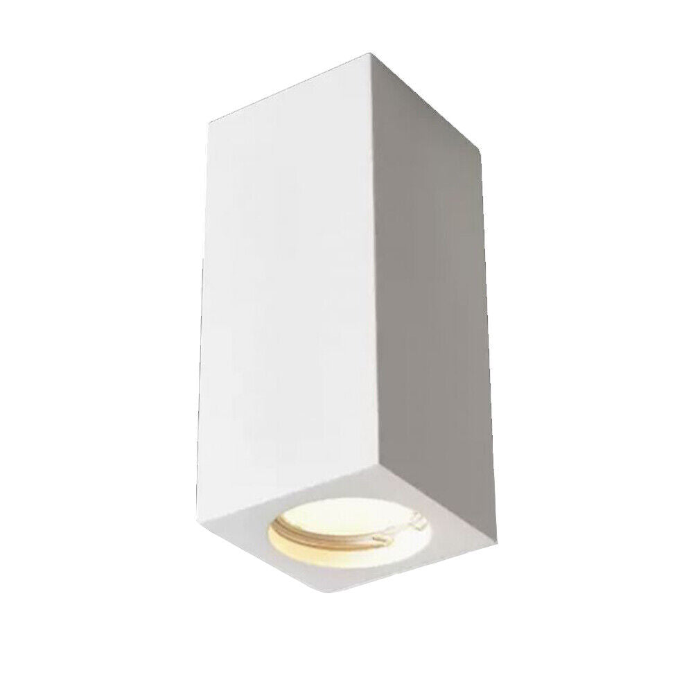 Applique soffitto in gesso verniciabile – Forma cilindrica o cubica, supporto GU10, misure 14x7 cm - ambraled