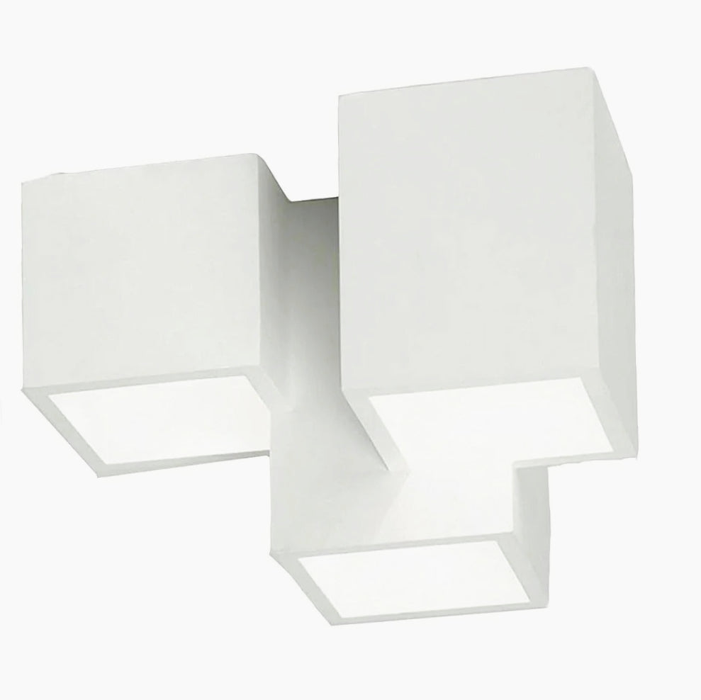Lampada in gesso da soffitto a 3 cubi – Lampadario verniciabile con lampade GU10 - ambraled