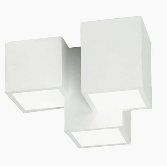Lampada in gesso da soffitto a 3 cubi – Lampadario verniciabile con lampade GU10 - ambraled
