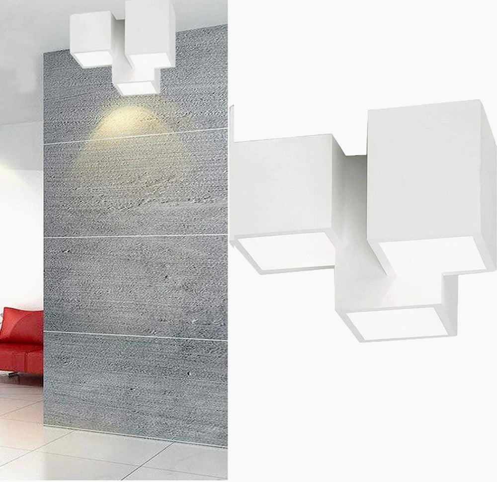 Lampada in gesso da soffitto a 3 cubi – Lampadario verniciabile con lampade GU10 - ambraled