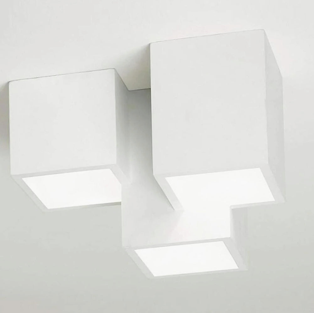 Lampada in gesso da soffitto a 3 cubi – Lampadario verniciabile con lampade GU10 - ambraled