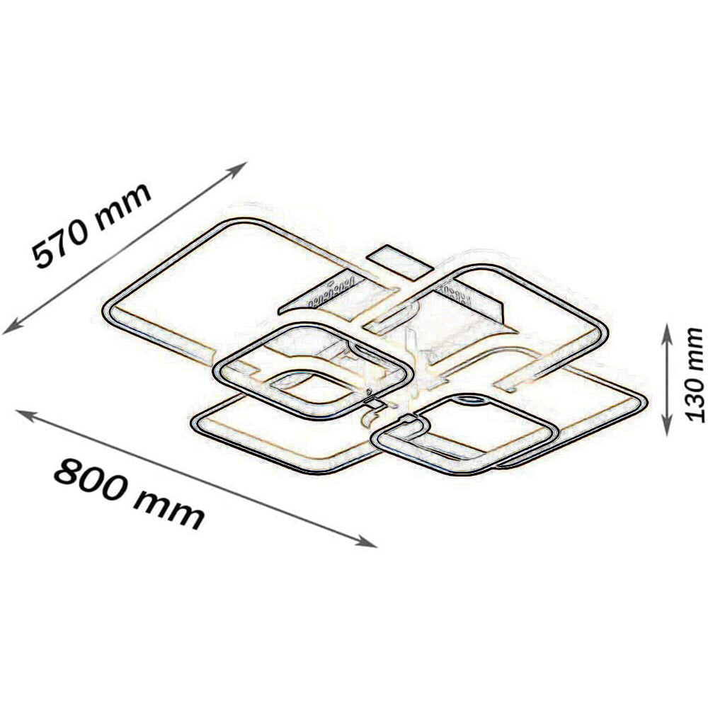 Plafoniera a led 70 watt con 6 quadrati luce 6500k 4000k 3000k CCT - ambraled