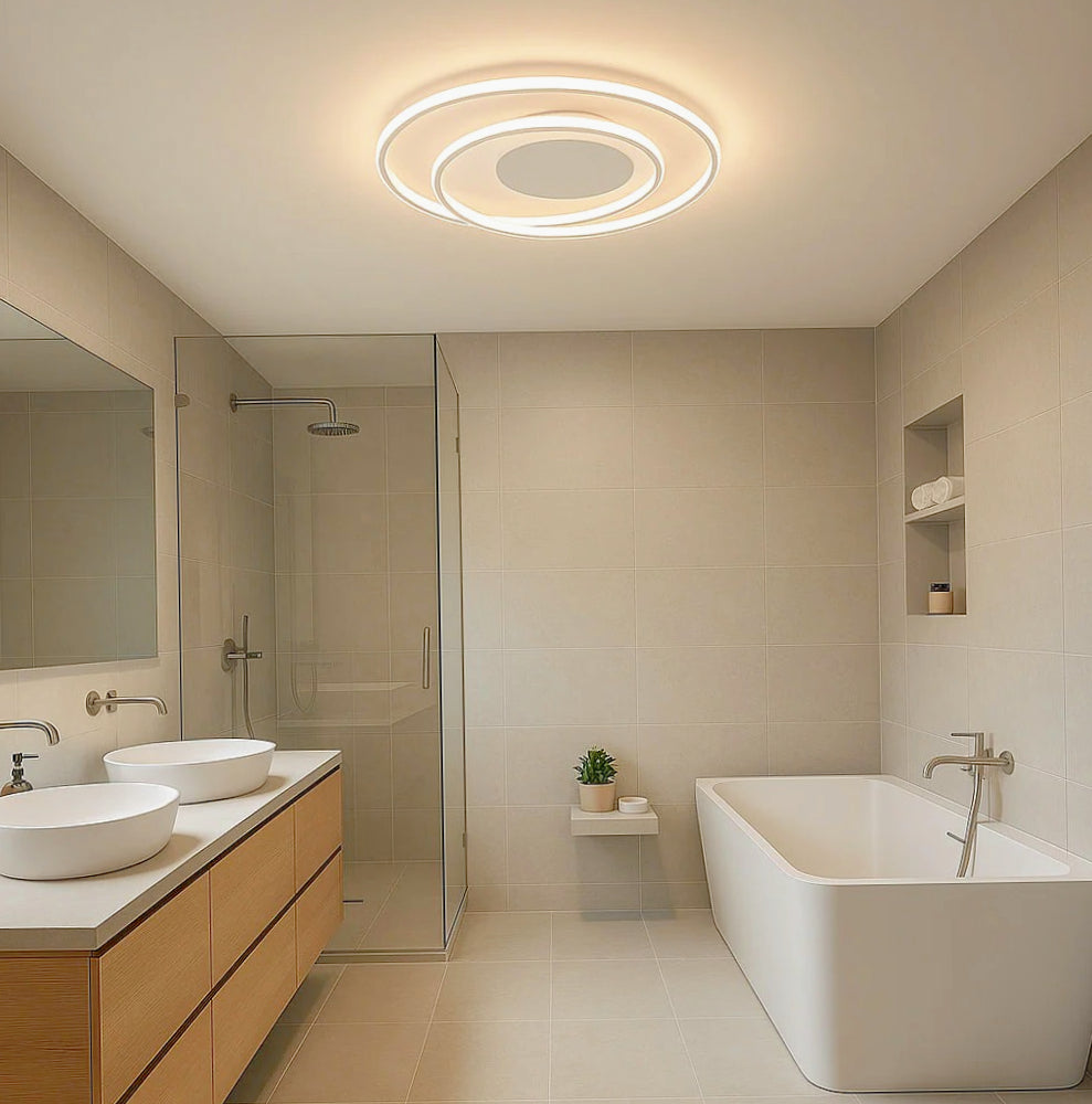 Plafoniera LED 32W - Design cerchio spirale bianco con tecnologia CCT (regolazione luce 6500K/4000K/3000K) - ambraled