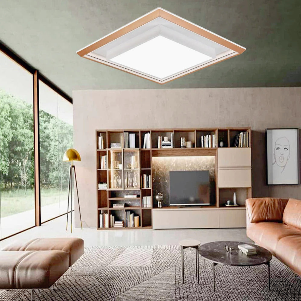 Plafoniera LED quadrata 48W con tecnologia CCT, telecomando e app per controllo remoto (3 colorazioni: fredda/naturale/calda) - ambraled
