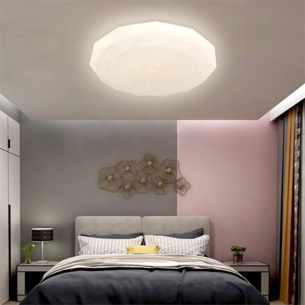 Plafoniera diamante con puntini trasparente 18 24 e 36 watt CCT switch - ambraled